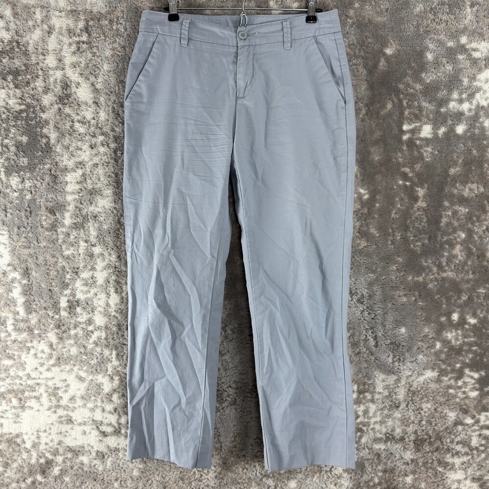 Garnet Hill Petite Size 8P Flat Front Straight Leg Chino Pants Gray Button Zip